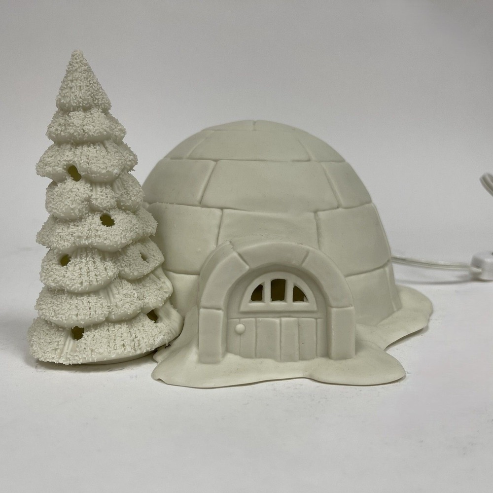 Department Dept. 56 Igloo Snowbabies Christmas Tree Lighted Decoration w/ Cord - Picture 3 of 15
